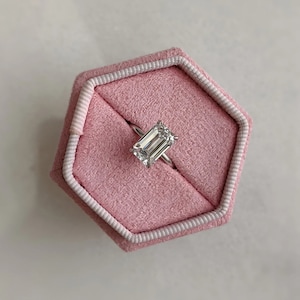 2.60 CT Moissanit Smaragd Schnitt Verlobungsring / 14K Weißgold Ehering / Diamant Jahrestag Ring Geschenk für Frau / Versprechen Ring für Sie