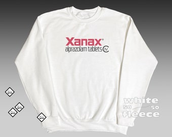 Xanax Alprazolam-tabletten Wit sweatshirt met ronde hals