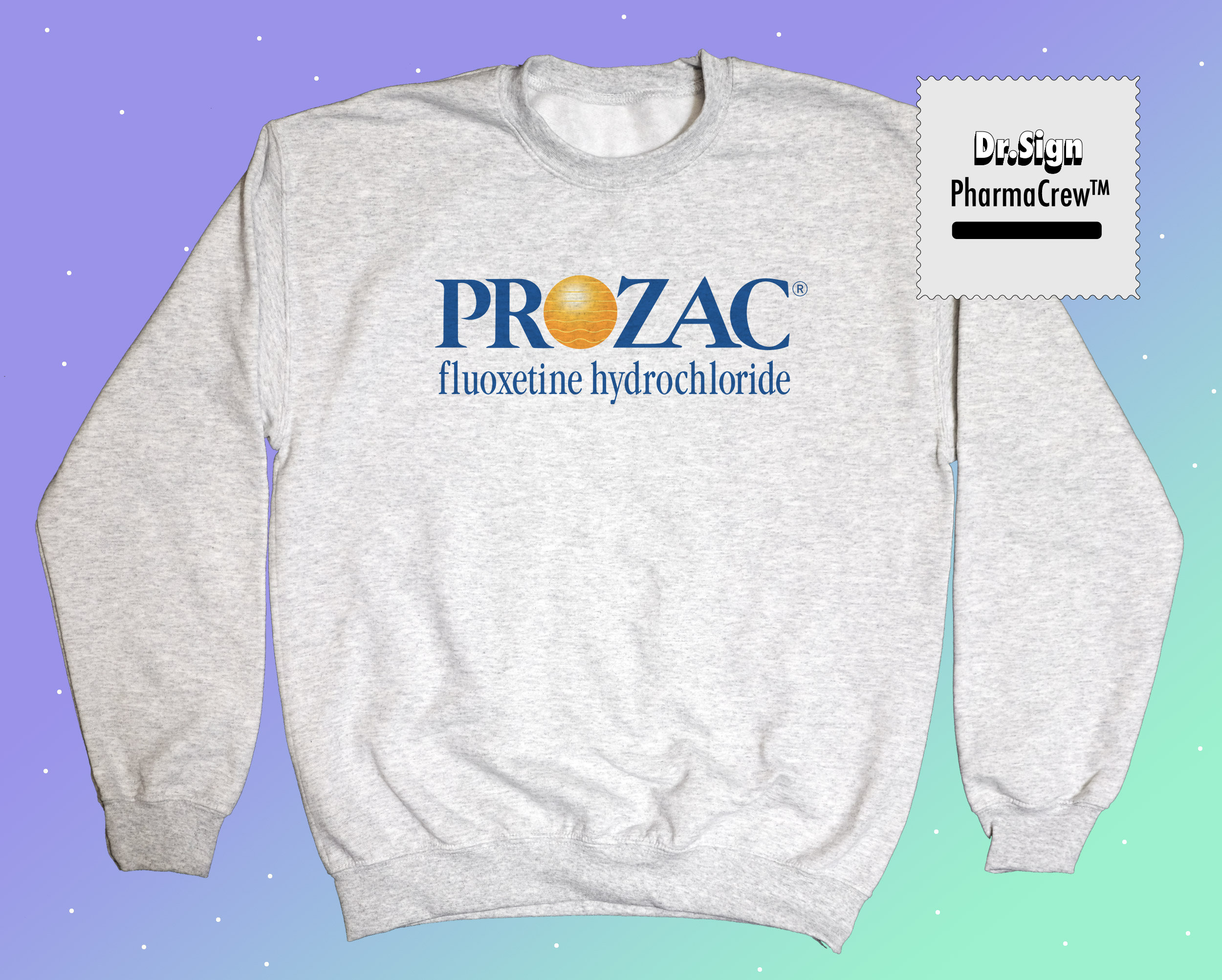 Prozac Fluoxetine Hydrochloride Ash Gray Crewneck Sweatshirt