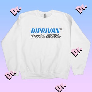 DIPRIVAN logo print on White Crewneck Sweatshirt