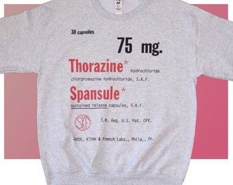 Thorazine Spansule Ash Gray Crewneck Sweatshirt