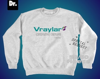 Vraylar Cariprazine Capsules Ash Gray Crewneck Sweatshirt