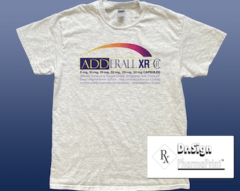 T-shirt Adderall XR Amphetamine Sulfate gris cendré