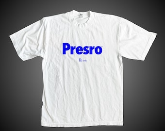 Presro Blue Rx Only Logo on Heavyweight White T-shirt