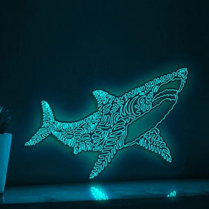 Shark One Line EL Wire Enseigne néon - Art lumineux prédateurs marins