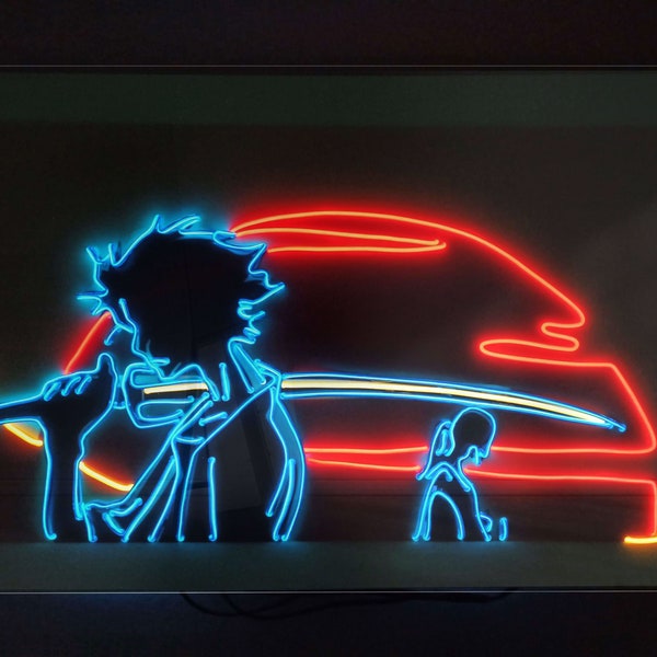 Samurai Champloo Nouveauté EL Wire Neon Sign, Cadeau de fan de manga anime japonais, Lumière au néon faite à la main, Décor de chambre, Lumière au néon personnalisée