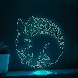 Rabbit One Line EL Wire Neon Sign - Ideal for Kids&#39; Rooms & Wall Decor