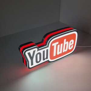 YouTubeロゴLEDライトボックス、ストリーマールーム装飾