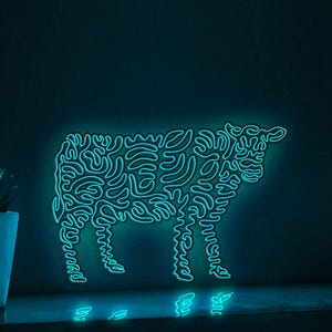Cow One Line EL Wire Neon Sign - Farm-themed Wall Decor