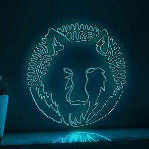 Wolf One Line EL Wire Neon Sign - Abstract Ligh Art for Nature Lovers&#39; Home Decor