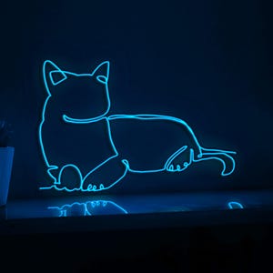 Cat Abstract EL Wire Neon Sign, Pet Theme Neon Light for Minimalist Rooms & Feline Design Decor