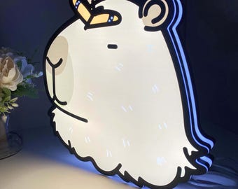 Capybara with Butterfly LED Lightbox, Nursery Night Light
