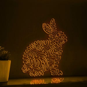 Rabbit One Line EL Wire Neon Sign - Agile Mammal Wall Decor