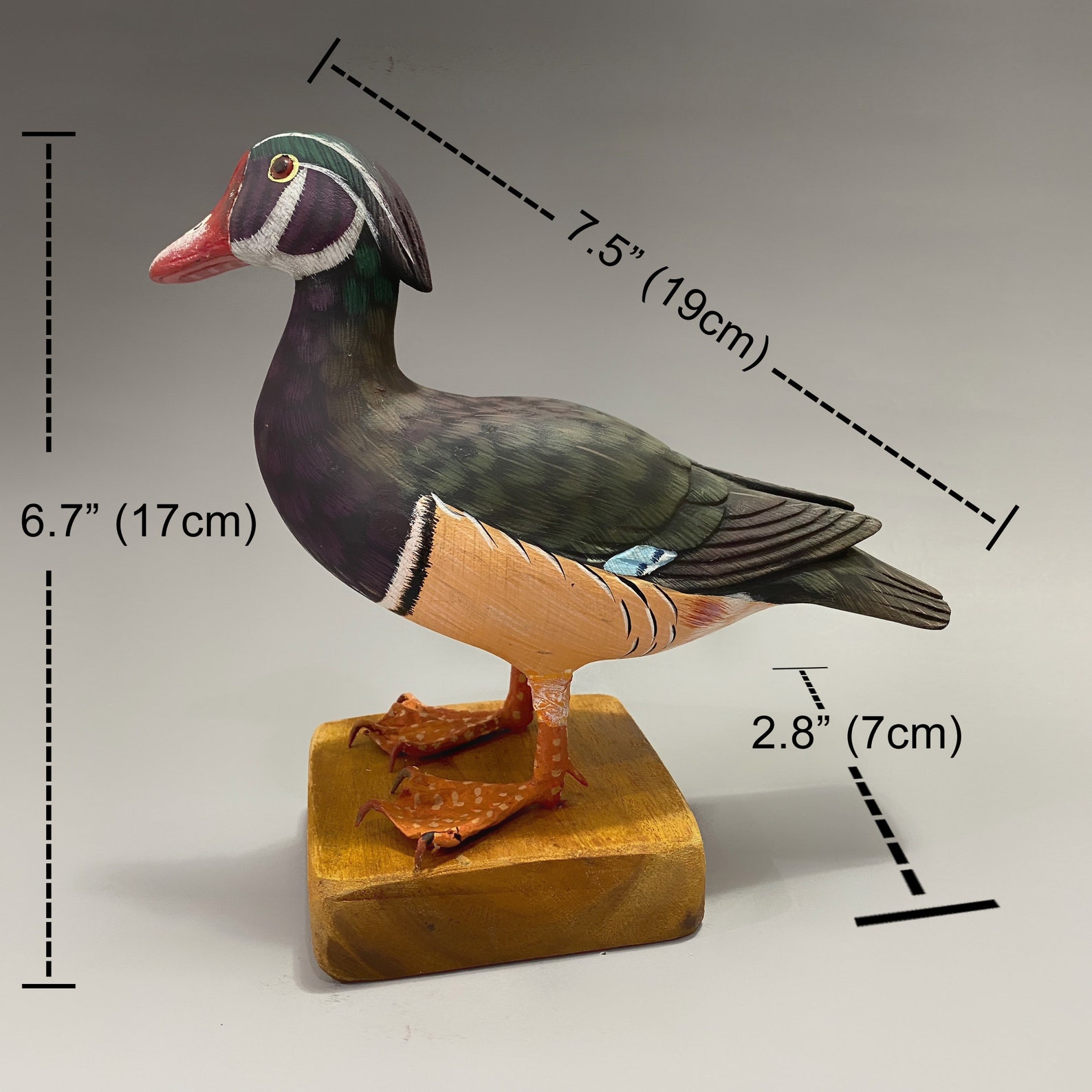Painted Wood Duck Hand Carved Wooden Duck Male Mallard Duck Etsy Canada