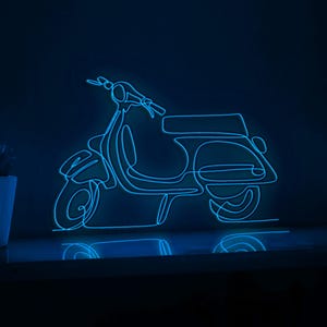 Arte di viaggio vintage con filo EL per scooter e motociclette classiche, per ambienti retrò e appassionati di moto