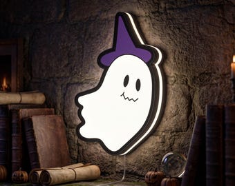 Ghost Wizard LED Lightbox, Spooky Night Light, Halloween Decor