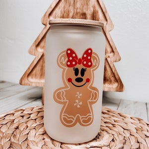 Verre de souris en pain d’épice| Boîte de verre de Noël| Tasse en verre| Boîte de verre sublimée| VERRE DÉPOLI| Boîte de café