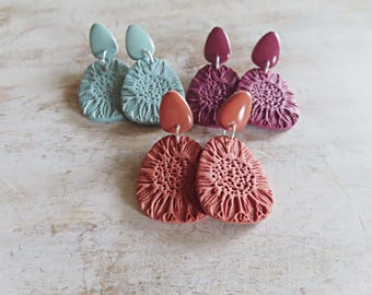 Sunflower dangle earrings handmade polymer clay jewelry gifts for friend