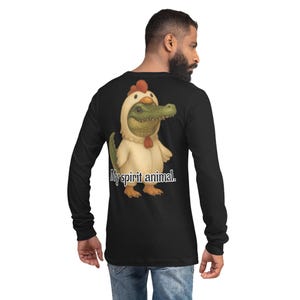 Unisex Long Sleeve Tee – Funny Gator in Chicken Costume | Cute & Comfy Animal Mashup Shirt