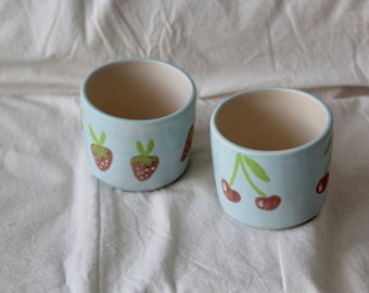 Strawberry and Cherry Ceramic Tumbler