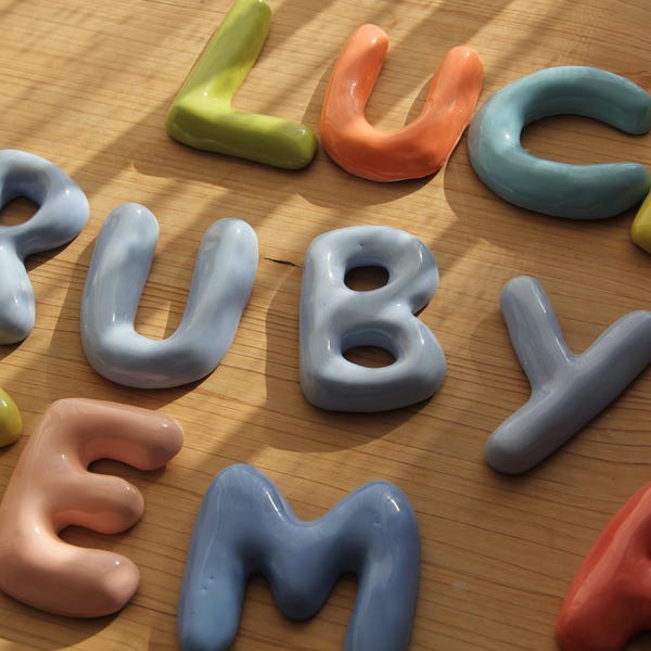 Handmade Custom Ceramic Letters, Wall Decoration | Personalized Names, Initials and Numbers