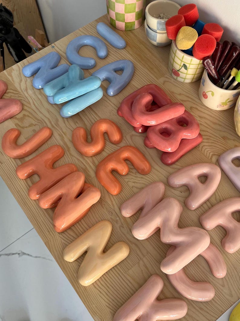Handmade Custom Ceramic Letters, Wall Decoration | Personalized Names, Initials and Numbers