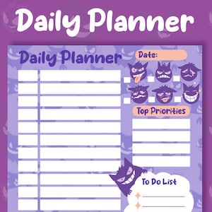 Gengar Daily Planner 2 | Printable | Instant Digital Download |