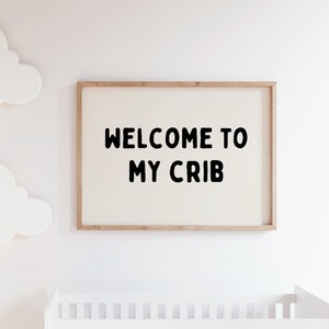 Welcome To My Crib, Neutral Nursery, Newborn Wall Decor, Baby Gift, Natural Nursery, Printable, above bassinet wall art, baby room decor Tan