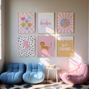 Little Babe Cave Room Decor Gallery Wall Set of 6 Downloadable Prints, Girl Nursery Decor, Kids Room, Quote Play Wall Art, Shared room print