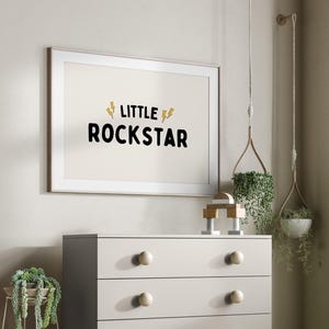 Boys Wall Art, Little Rockstar, Lightning Bolt Downloadable Print, Boho Boy Nursery Decor, Kids Room, Playroom Wall Decor, Quote Wall Art
