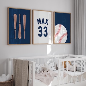 Navy Baseball Nursery Prints, Baseball Prints, Boy Nursery Wall Art Prints, Baseball Wall Art, Baseball Boys Room Decor, Baseball Nursery