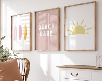 Boho Surf Nursery Decor Prints: Beach Babe Room Art (Digital Download)