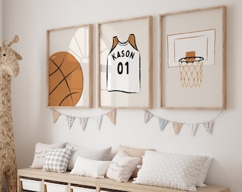 Personalized Basketball Print Set: Kids Sport Room Decor (Digital Download)