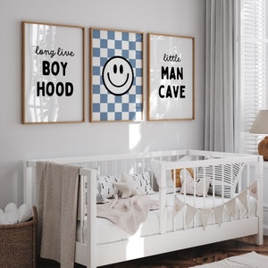 Long Live Boyhood Smile Gallery Wall Set of 3 Downloadable Prints, Boho Boy Nursery Decor, Kids Room, Quote Play Wall Art, Little Man Cave