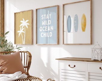 Surf Beach Kindergarten Galeriewand-Kunstdruck-Set (digitaler Download)