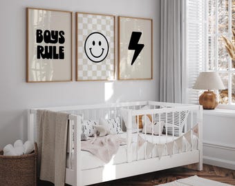 Boys Rule Playroom Prints: Kids Room Wall Art (Digital Download)