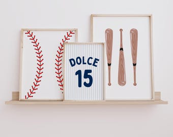 Navy Baseball Kinderzimmer Drucke: Personalisierte Kunst (Digitaler Download)
