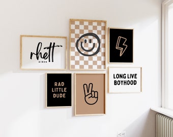 Personalized Name Skateboard Print Set: Boho Boy Nursery Decor (Digital Download)