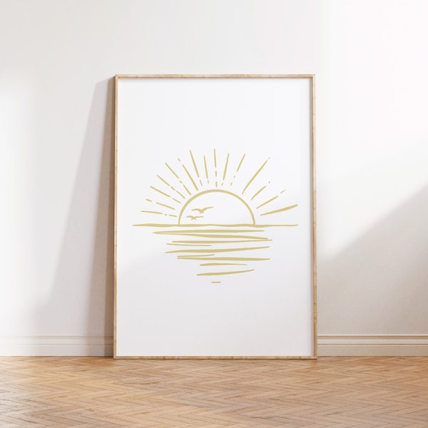 Sunshine Surf Downloadable Print, Surf Nursery Decor, Beach Kids Room, Surfer Room, Beach Kids Wall Art, Boho Wall Art, Kids Boho Beach room