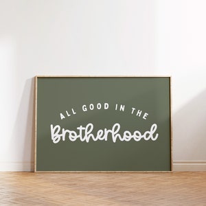 Brotherhood Quote Print: Green Boho Kids Room Decor (Digital Download)