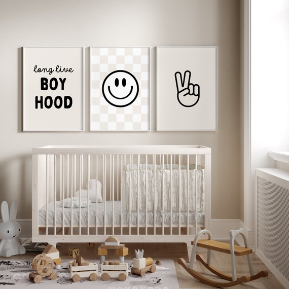 ULEGIE Boy Nursery Decor Posters Framed With Wood Hanger, Little Man Cave Sign For Boys Kids, Boys Room Decor, Toddler Room Decor, Positive Affirmations For Kids Decor, Art Prints For Nursery