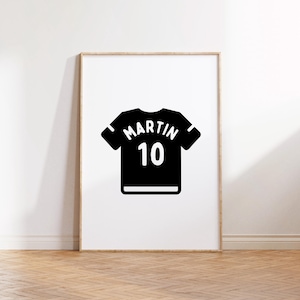 Personalized Name Football or Soccer Jersey Downloadable Print, Name Decor, Kids Room, Neutral Sport Wall Decor, Kids Wall Art, Printable