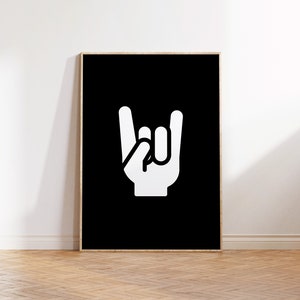 Rad Hand Sign Print, Rock Hand Printable Wall art, Kid Toddler Room wall art, Kids Rock Bedroom print, Playroom Wall art, Digital download