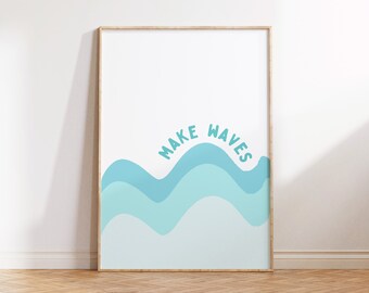 Make Waves Print: Surf Nursery Decor, Boho Beach (Digital Download)