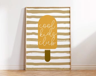 Cool Kids Club Positive Affirmation Print, Modern Nursery Decor, Siblings Room Art, Minimalist Neutral Play Room, Kids Wall Art Printable
