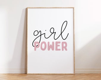 Girl Power Print: Modern Nursery, Playroom Wall Art (Digital Download)