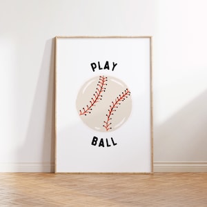 Baseball Play Ball Printable, Kids Room Baseball Wall Decor, Boy Nursery Decor, Kids Playroom Print, Sport theme room, Baseball Wall Art