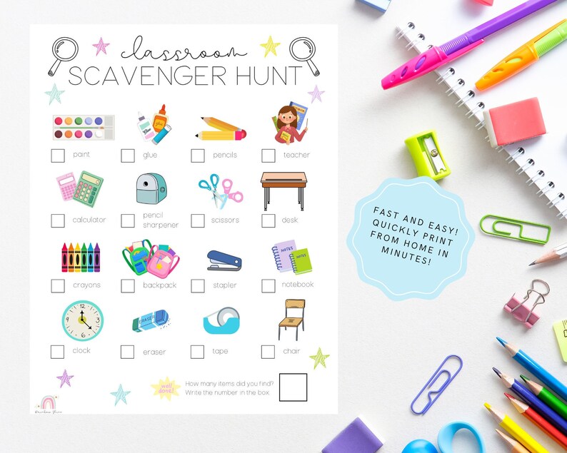 Classroom Scavenger Hunt Printable Scavenger Hunt Back to - Etsy