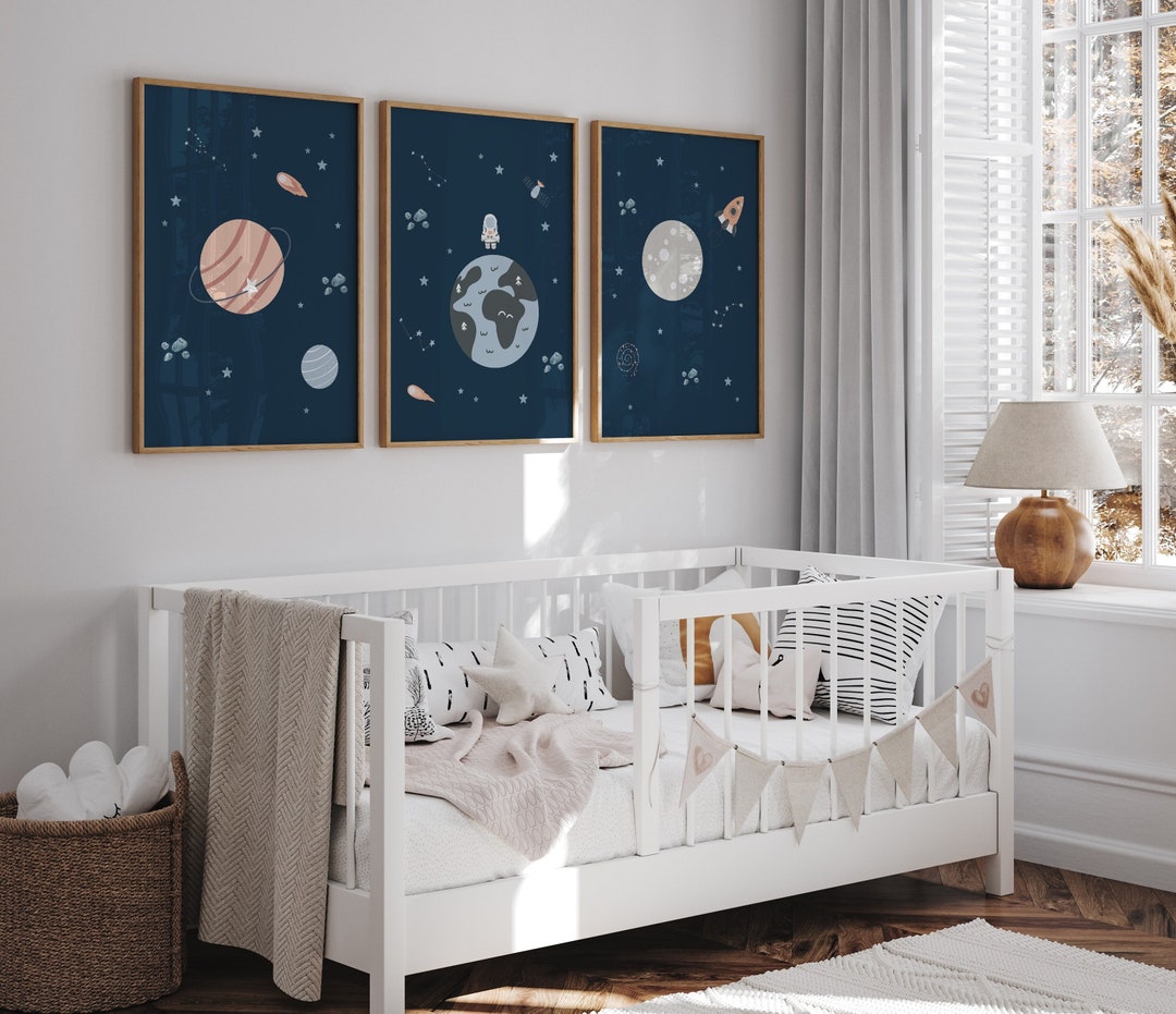 Space Nursery Prints Set: Rocket, Moon, Astronaut (digital Download) - Etsy