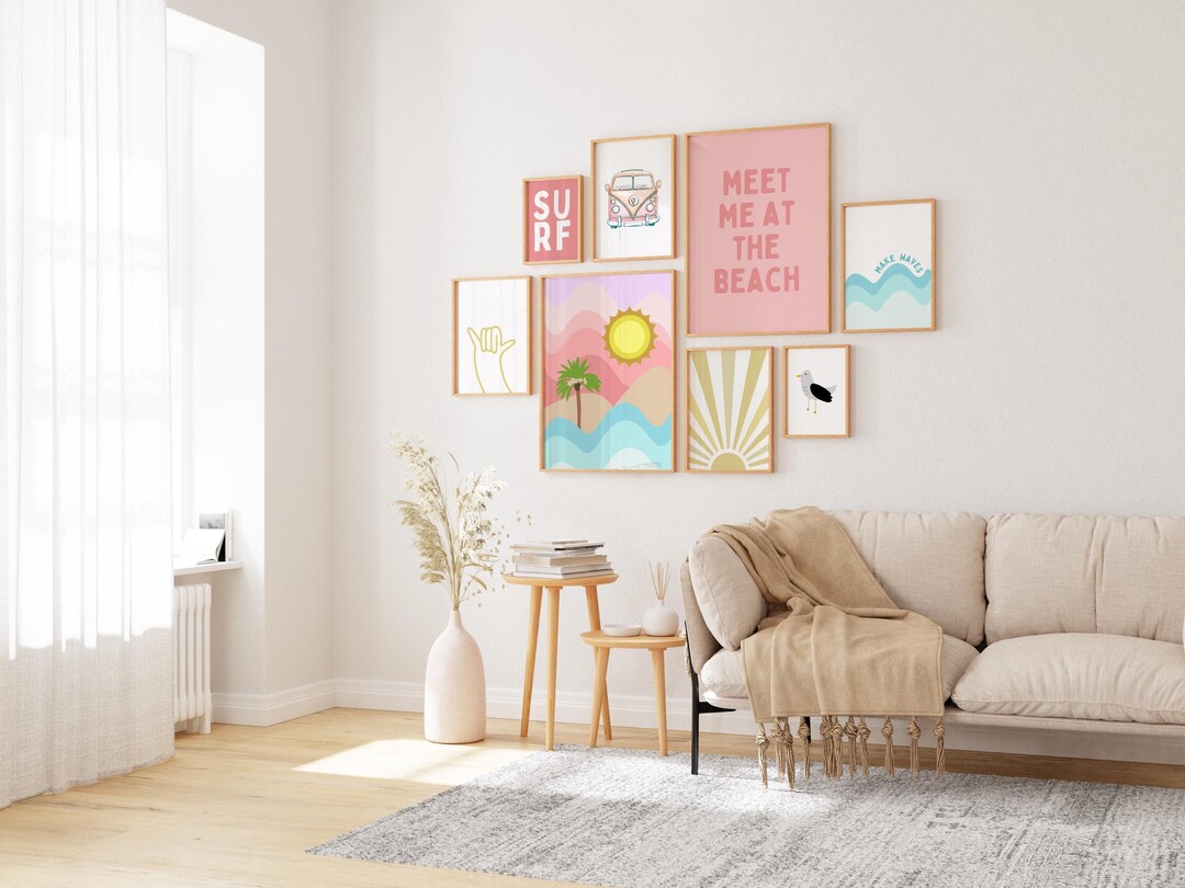 Surf Nursery Decor Set of 8 Prints, Girl Boho Beach Nursery, Boho Girls ...